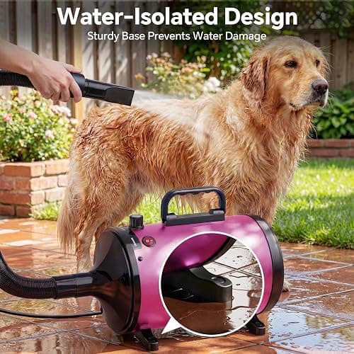 Dog Dryer High Velocity Dog Hair Dryer 5.2HP/3800W, Stepless Adjustable Speed Temperature Dogs Grooming Blow Dryer, Pet Dryer with 4 Nozzles,Blow Dryer for Dogs, Pink thumbnail 8
