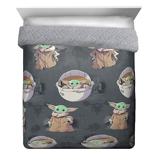 Jay Franco Star Wars The Mandalorian The Child 5 Piece Queen Bed Set - Includes Reversible Comforter & Sheet Set - Bedding Features Baby Yoda - Super Soft Fade Resistant Microfiber Official Product thumbnail 4