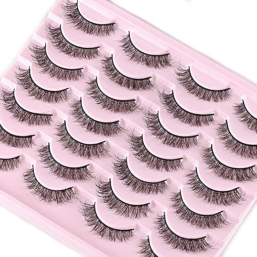 FARRED Natural Lashes Short Eyelashes Wispy False Mink Lash Pack 14 Pair Natural Look Fluffy Cat Eye Strip Eyelash Small Fake Lashes Full Pestañas Sets for MUA and Beginners Daily Makeup (F1 | 8-14mm) thumbnail 5