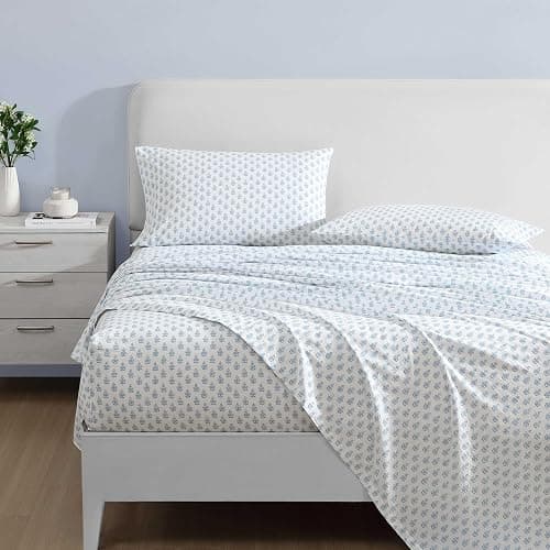 Laura Ashley - Full Sheets, Cotton Percale Bedding Set, Lightweight & Breathable Home Decor (Francesca Blue, Full) thumbnail 2