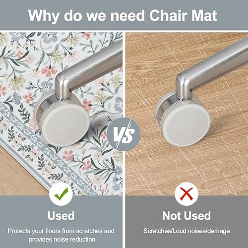 Anidaroel Desk Chair Mat for Hardwood Floor/Tile Floor, 36"x48" Boho Computer Chair Mat, Anti-Slip Floral Office Rugs for Rolling Chairs, Low Pile Beige Desk Chair Mats for Hardwood thumbnail 3