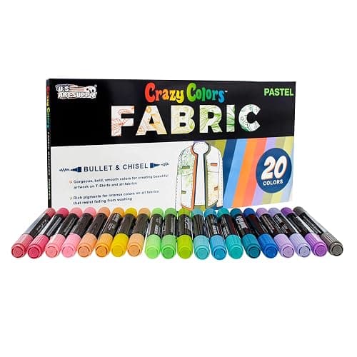 U.S. Art Supply Super Markers 20 Pastel Dual Tip Fabric Markers - Fine & Chisel Point Pens Fabric Marker Permanent for Clothes, T-Shirts - Permanent Ink Eye-Catching Pastel Colors thumbnail 5