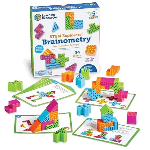 Learning Resources STEM Explorers Brainometry - 3d Puzzle, Brain Games, Brainteaser, Building Logic Toys, Gifts For Boys and Girls, Fine Motor Skills , Pattern Blocks, Math Manipulatives - Image 1