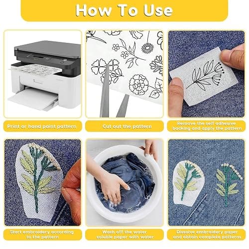 10 PCS A4 Stick and Stitch Embroidery Paper, Water Soluble Stabilizer for Embroidery, Blank Water Soluble Embroidery Paper, Printable Transfer Paper for Hand & Embroidery Machine, 8.3"x11.7" thumbnail 3