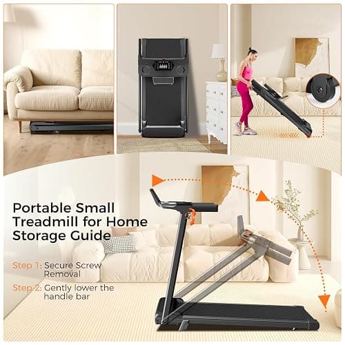 Aiteid Treadmill with Incline,3.0HP Small Treadmills for Home,Portable Electric Treadmill with Handles,Lightweight Walking Pad,Compact Running Treadmills,Walking Pad with Handle,300LBS Capacity thumbnail 7