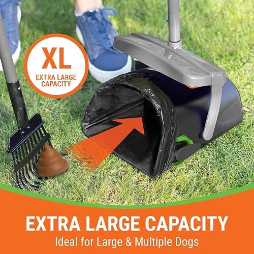 Pupzle Dog Pooper Scooper with Bag Attachment, 40" Long Handle Pooper Scooper for Large Dogs, Dog Poop Scoop for Yard, Large Capacity Swivel Bin and Rake, Lavender Scented Bags (Grey) - Grey thumbnail 3