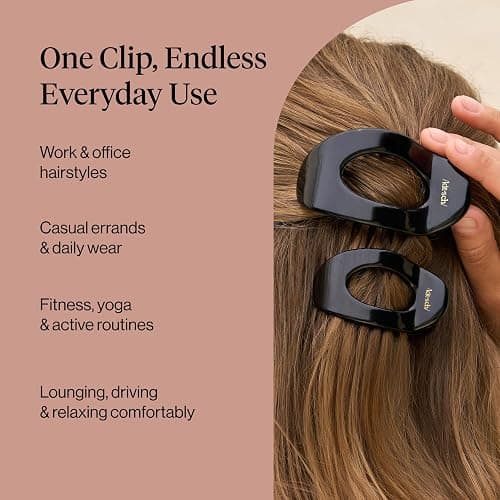 Kitsch Medium Flat Claw Clip for Women - Black, 1pc | Durable & Strong Hold Flat Hair Clips For Styling, Half Updo | Non-Slip for Secure, Comfortable Wear, For All Hair Types thumbnail 6