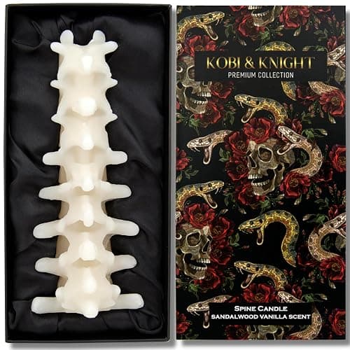Kobi & Knight Spine Candle - Sandalwood Vanilla Scented Creepy Candles for Gothic Decor Gift - Ivory Spooky Vertebra Candle - Goth Decoration for Halloween - Image 1