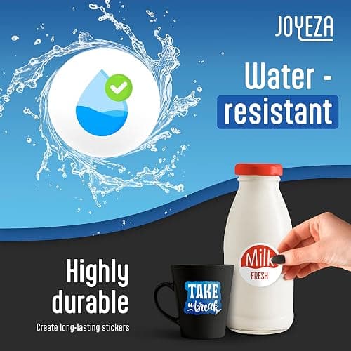 JOYEZA Premium Printable Vinyl Sticker Paper for Inkjet Printer - 25 Sheets Glossy White Waterproof, Dries Quickly Vivid Colors, Holds Ink Well - Inkjet & Laser Printer thumbnail 4
