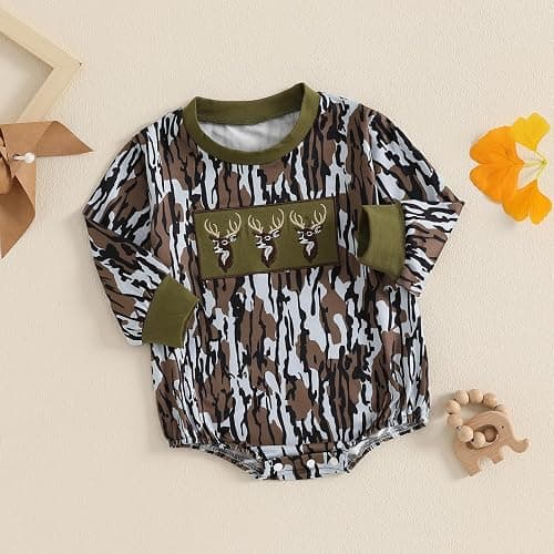 Pudcoco Duck Hunting Baby Clothes Infant Baby Boys Girls Camoflage Embroidered Mallard Duck Sweatshirt Romper thumbnail 3