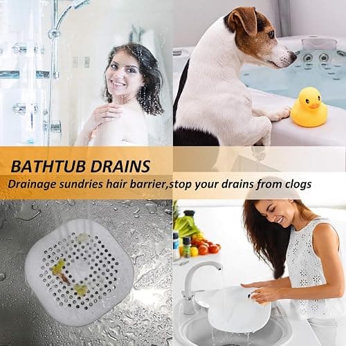 Bovinde Hair Drain Catcher,Square Cover for Shower 2 Pack (Sliver Grey) | Drainer Cover Silicone Hair Stopper with Suction Cups,Protector Accessories,Easy to Install Suit for Bathroom,Bathtub,Sink thumbnail 3