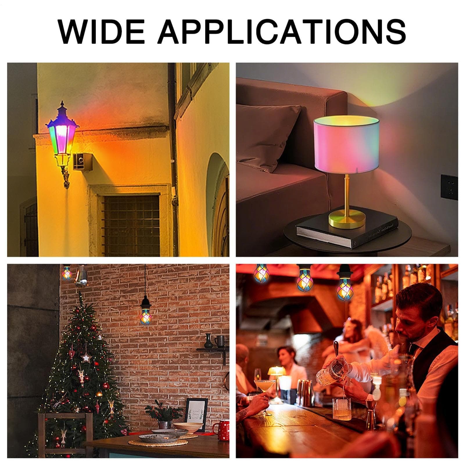 Stained Glass Light Bulbs - E26 4W 120V Colorful LED,Hand Painted Lamp,For Indoor Home Room Night Table Lamp Garden Balcony Party Halloween Christmas thumbnail 5