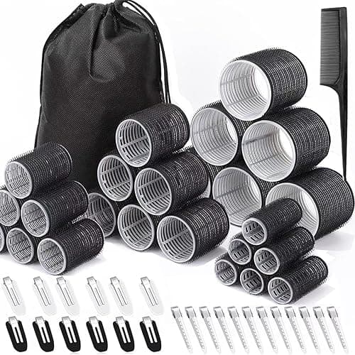 50 Stücke Lockenwickler Set, 24 Stück 4 Größen (60/48/36/25mm) mit 24 Edelstahl-Clips, Lockenwickler Groß, lockenwickler Selbsthaftend Hair Rollers für Lange, Mittlere & Kurze Haare - Image 1