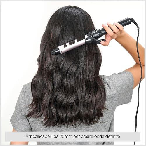 BaByliss Ferro arricciacapelli 25mm, Satin Touch, 10 temperature, riscaldamento rapido, supporto integrato, Nero e rosa, C325E thumbnail 3