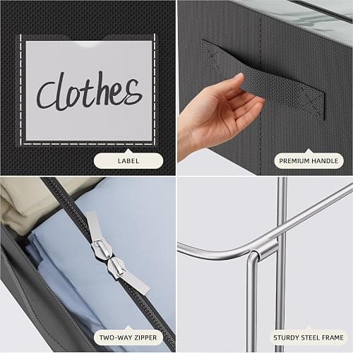 CYhom Under Bed Storage Bins Frame Storage Box Oxford Fabric Sturdy Underbed Container Foldable Stackable Large Capacity Clothes Organizer thumbnail 5