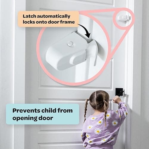 Huglock - The Snap-On Door Lock Kids Can't Reach or Defeat - No Tools or Adhesives Required - Works With Door Knob, Lever or Handle - Childproof Safety Locks are Toddler, Baby and Child Proof (1 Pack) thumbnail 6