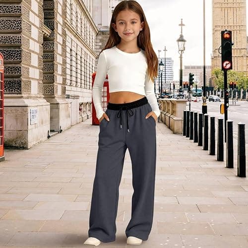 Boys Baggy Sweatpants Straight Leg Athletic Joggers Kids Youth Open Bottom Pants Teen Summer Biker Sweat Pants with Pockets thumbnail 6