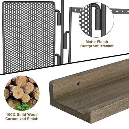 SOLIMINTR Hanging Jewelry Organizer Wall Mount Holder with Rustic Wood Shelf, Ring Display Box, Ear Studs Earring Holder, Rotating Necklace for Gothic Goth Accessories thumbnail 7
