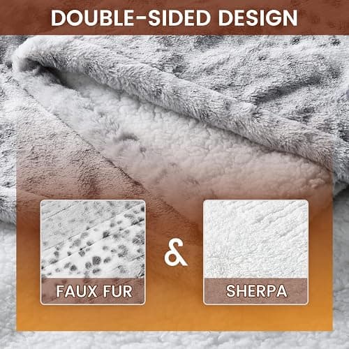 Bearhug Electric Heated Throw Blanket 50" x 60", Reversible Faux Fur & Sherpa, 6 Heating Levels & 4H Auto Off, Over-Heat Protect, ETL Certification, Machine Washable thumbnail 3