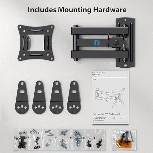 Pipishell Full Motion TV Wall Mount for Echo Show 21/15 and 13-43 Inch Flat Curved Screen TVs & Monitors, Max VESA 200x200mm up to 44lbs, TV Mount Wall Bracket with Rotation Swivel Tilt Extension thumbnail 6