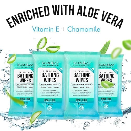 Extra Large Bath Wipes for Adults No Rinse - 40 Disposable Body Cleansing Cloths for Men, Women & Elderly - Great for Gym, Camping, Post Surgery thumbnail 7