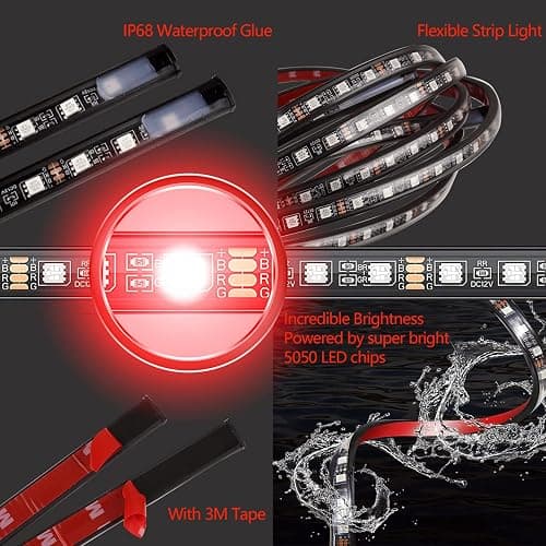 Car Underglow Lights, Yielinth Exterior LED Strip Lights with App and RF Remote Control,16 Million Colors Underglow Kit for Car thumbnail 3