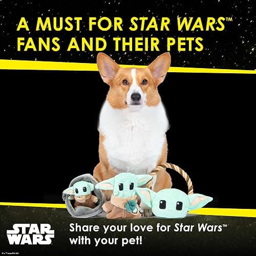 STAR WARS for Pets GROGU 3 Piece Collection - Cradle Plush, Flattie, and Rope Ring Dog Toys - Fabric Squeaky Plushes for All Dogs, Officially Licensed thumbnail 3