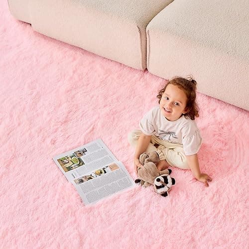 OPPODREAM 4x6 Pink Rugs for Bedroom, Ultra-Soft Fluffy Area Rugs for Living Room, 4 x 6 Shag Carpet for Nursery, Kids, Girl, Boy, Baby, Plush, Fuzzy, Shaggy, Cute Home Decor thumbnail 9