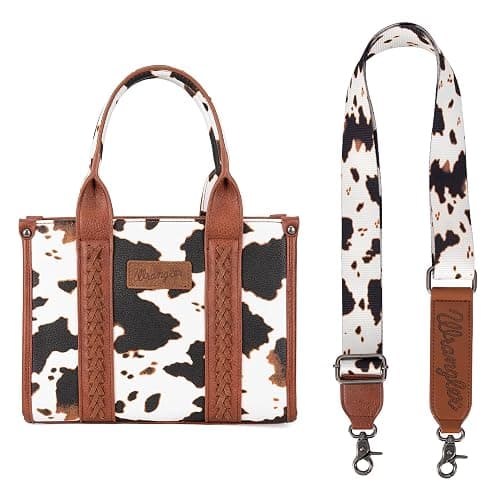 Wrangler Cow Print Tote Bag for Women Western Purse Boho Top Handle Satchel Handbag with Signature Strap thumbnail 5