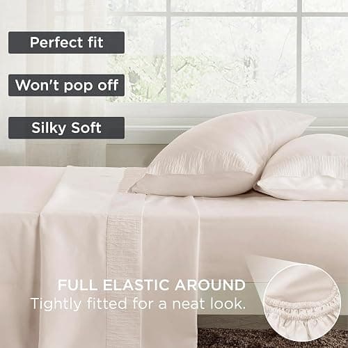 Bedsure Twin XL Sheets Dorm Bedding - 3 Pieces Soft Extra Long Twin Sheets, Breathable & Cooling Bed Sheets Set, Oeko Tex, Easy Care Microfiber for Women, Men, Cream thumbnail 6