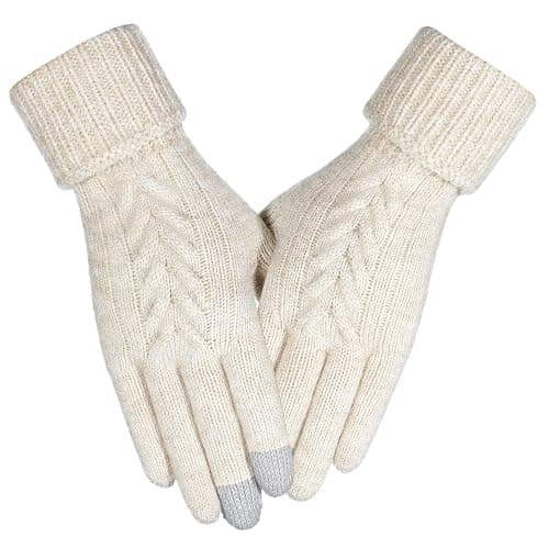 Achiou Women Winter Gloves, Touch Screen Texting Gloves, Elastic Soft Warm Knit Lined, One Size - Image 1