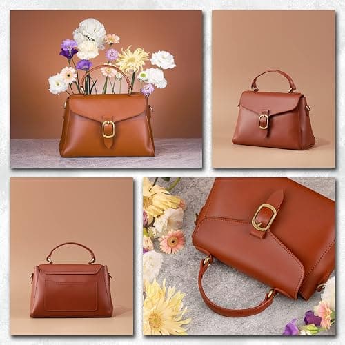 Vintage Vegan Leather Flap Top Handle Bag For Women Retro Satchel Casual Purse Simple Shoulder Classic Handbag thumbnail 2