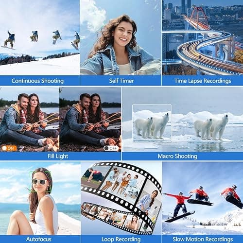 Digital Camera for Photography, 4K Vlogging Camera for YouTube 3" 180° Flip Screen 18X Digital Zoom Compact Cameras with 32GB TF Card & 2 Batteries, White thumbnail 5