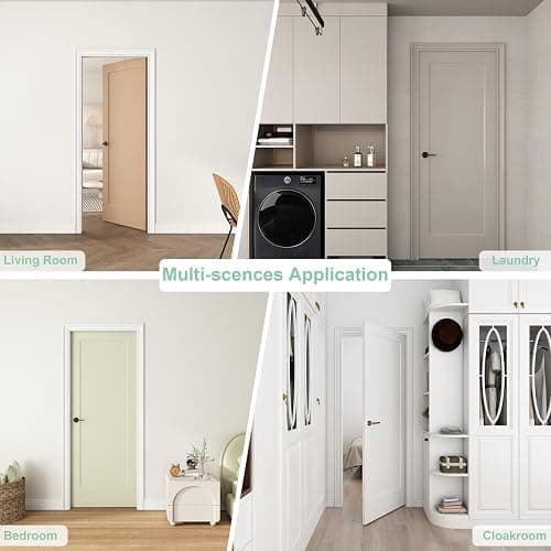 JUBEST 30"x80" 1-Panel Shaker Style White Primed Hollow Core Interior Molded Door Slab, Pre-Assembled Interior Door for Pantry, Laundry, Closet as Prehung, Bypass, Pocket Door, NOT Included Hardware thumbnail 5