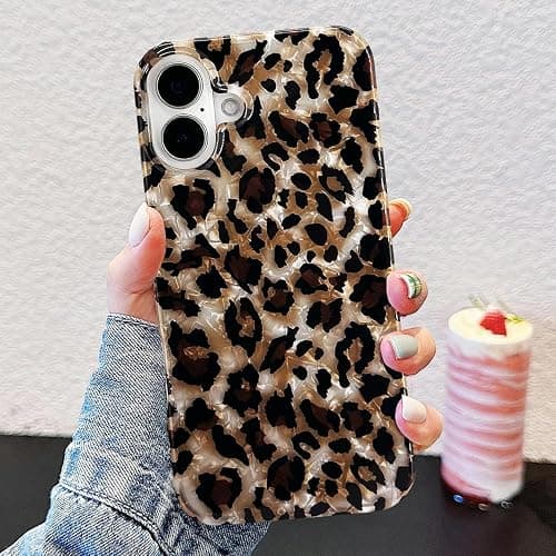 J.west Compatible with iPhone 17 Case,Luxury Sparkle Translucent Clear Vintage Leopard Print Soft Silicone Cover for Girls Women Protective Phone Case for iPhone17 6.3 inch Cheetah thumbnail 2