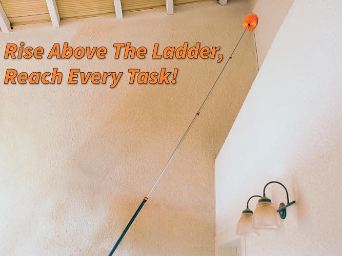 4-13 ft Cobweb Duster with Extension Pole // 20 Foot High Reach Spider Web Cleaner Cobweb Brush for Outdoor & Indoor Web Cleaning // Lightweight & Sturdy Telescopic Pole // The Ultimate Dusting Kit thumbnail 7