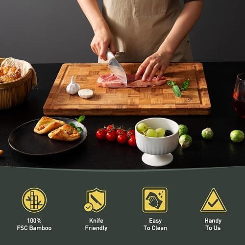 Bamboo Cutting Board Non Slip Heavy Duty Over Sink Wooden Wood Cutting Board for Kitchen Chopping Board Edge Grain Teak Smart Marble Flexible Round Stone Metal thumbnail 8