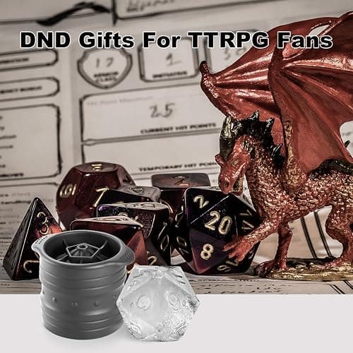 Nax Caki D20 Dice Ice Mold, DND Gamer Gifts for Men Women, Cool Christmas Stocking Stuffers Ideas for Adults TTRGP Lover, Large Silicone D&D Accessories Ice Cube Tray for Cocktails,Bourbon,Whiskey thumbnail 2