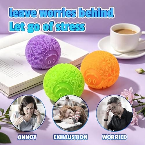 Fuzz Ball Squishy Stress Ball，Fuzzball Squishy,Soft Fidget Toy for Anxiety Relief, Sensory Squishy Ball Calming Tactile Grip for Soft Stress Relief Ball for Kids and Adults (Orange) thumbnail 7