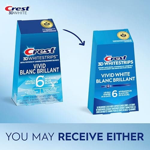 Crest 3D Whitestrips Classic Vivid At-home Teeth Whitening Kit, 6 Levels Whiter, 10 Treatments thumbnail 3