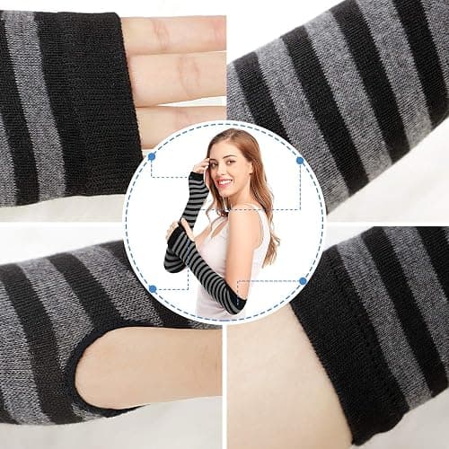 Bienvenu Punk Gothic Rock Long Arm Warmer Fingerless Gloves thumbnail 6
