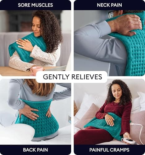 GENIANI Electric Heating Pad for Back Pain & Cramps Relief, Electric Throw, Self Care Gifts for Women, Heating Pad for Neck & Shoulder, Machine Washable Microplush, Auto Shut Off12×24", Viridian Green thumbnail 2