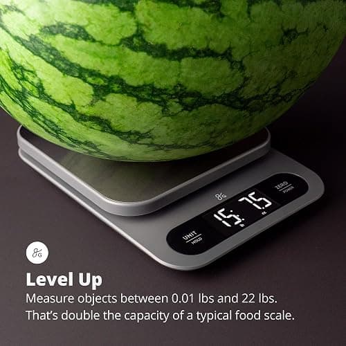 Greater Goods Digital Food Scale for Kitchen & Baking, 10kg/22lb High-Capacity Weight Scale with 1g Precision, Stainless Steel Platform, Hi-Def LCD, Ideal for Bread, Sourdough & Bulk Cooking thumbnail 2