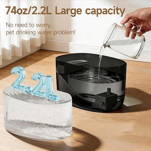 Cat Water Fountain, 74oz/2.2L, Automatic Pet Water Fountain Dual Flow Modes | Pet Water Fountain for Cats Inside, Cat Water Bowl Dispenser for Cats, Dogs, & Small Animals, with 4 Replacement Filters thumbnail 5