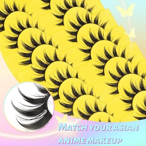 Losha Lashes Spiky Manga Lashes Wispy Anime False Eyelashes 9 Pairs 8D Asian Eye Lashes Natural Anime Fake Eyelashes (Lovely) thumbnail 5