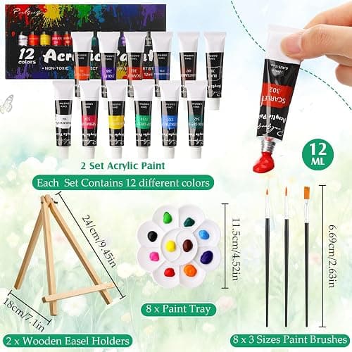 Cholemy 36 Pcs Paint and Sip Kit for Adults 8''x10'' Pre Drawn Canvas for Painting DIY Afro Acrylic Painting Kit Wood Easel Brushes Date Night Bulk for Christmas Party Gifts(Flower Animals) thumbnail 4