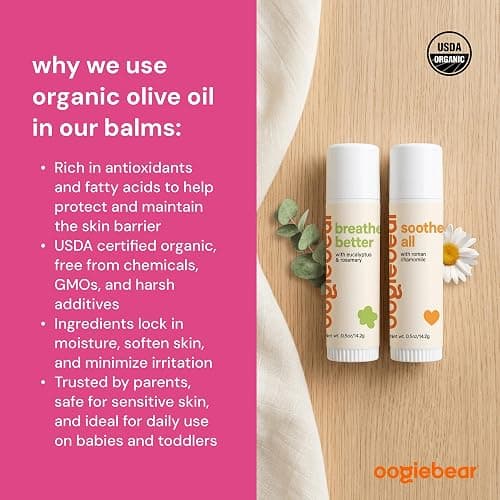 oogiebear Soothe All & Breathe Better Balms 0.5 oz USDA-certified, 2 Pieces | Doctor-Made USDA Nose-to-Toe Natural Skin Care for Newborns, Infants & Toddlers, Cold pressed, Small batch crafted thumbnail 7