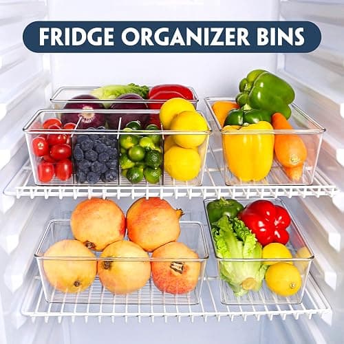 Batoto Pantry Organization and Storage Bins, Refrigerator Organizer Bins – Clear, Kitchen Organization and Storage with Dividers (2 Pack) thumbnail 4
