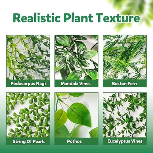 Der Rose 6Pcs Fake Plants Hanging Artificial Vines Faux Hanging Plants for Bookshelf Bathroom Kitchen Outdoor Decor Indoor thumbnail 4