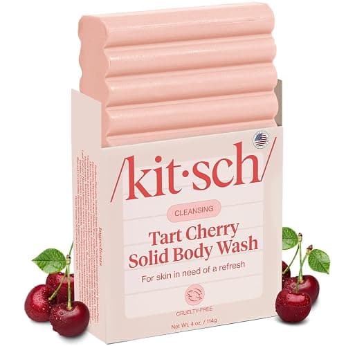 Kitsch Cleansing Tart Cherry Soap Bar with Refreshing Scent - Eco-Friendly Body Wash Women Love - Cherry Solid Bar Soap for Daily Use - Silicone, Sulfate and Paraben Free, Made in USA - 4oz - Image 1